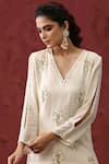 Buy_MINAKI_Ivory Georgette And Organza Embroidery Sequins V Neck Floral Kurta Sharara Set _Online_at_Aza_Fashions