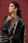 MINAKI_Black Georgette And Organza Embroidery Zardozi Mandarin Collar Kurta Sharara Set _Online_at_Aza_Fashions