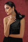 Buy_MINAKI_Black Georgette Embroidery Sequins One Shoulder Gown _Online_at_Aza_Fashions