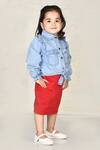 Arihant Rai Sinha_Blue Denim Frill Shirt And Skirt Set For Girls_Online_at_Aza_Fashions