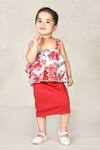 Buy_Arihant Rai Sinha_Red Printed Top And Cotton Skirt Set For Girls_at_Aza_Fashions