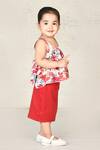 Arihant Rai Sinha_Red Printed Top And Cotton Skirt Set For Girls_Online_at_Aza_Fashions