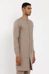 Shop_Son of A Noble Snob_Brown 100% Linen Kurta  _Online_at_Aza_Fashions