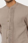 Son of A Noble Snob_Brown 100% Linen Kurta  _at_Aza_Fashions