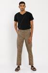Buy_Son Of A Noble Snob_Brown 100% Linen Printed Trouser_at_Aza_Fashions