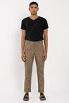 Shop_Son Of A Noble Snob_Brown 100% Linen Printed Trouser_at_Aza_Fashions