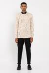 Son Of A Noble Snob_Peach Premium Cotton Printed Shirt_Online_at_Aza_Fashions