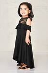 Buy_Arihant Rai Sinha_Black Lycra Asymmetric Gown For Girls_Online_at_Aza_Fashions