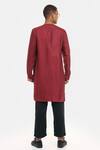 Shop_Son Of A Noble Snob_Red Cotton Silk Aster Linen Asymmetric Kurta Set_at_Aza_Fashions