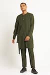 Buy_Son of A Noble Snob_Green 100% Linen Plain Dumka Layered Kurta  _at_Aza_Fashions