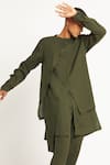 Buy_Son of A Noble Snob_Green 100% Linen Plain Dumka Layered Kurta  _Online_at_Aza_Fashions