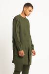 Shop_Son of A Noble Snob_Green 100% Linen Plain Dumka Layered Kurta  _Online_at_Aza_Fashions