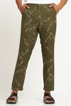 Son Of A Noble Snob Green 100% Linen Twig Toco Printed Trouser Online at Aza Fashions Son Of A Noble Snob_Green 100% Linen Twig Toco Printed Trouser_Online_at_Aza_Fashions
