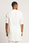 Shop_Son of A Noble Snob_White 100% Linen Plain Ambar Asymmetric Kurta  _at_Aza_Fashions