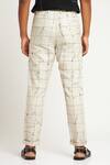 Shop_Son Of A Noble Snob_Ivory 100% Linen Tile Toco Printed Trouser_at_Aza_Fashions