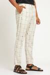 Buy_Son Of A Noble Snob_Ivory 100% Linen Tile Toco Printed Trouser_Online_at_Aza_Fashions