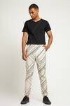 Buy_Son Of A Noble Snob_Ivory 100% Linen Geometric Toco Printed Trouser_at_Aza_Fashions