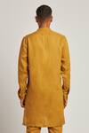 Shop_Son of A Noble Snob_Yellow Gurung Linen Asymmetric Kurta_at_Aza_Fashions