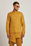 Buy_Son of A Noble Snob_Brown 100% Linen Printed Botany Downtown Bundi  _Online_at_Aza_Fashions