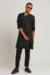 Buy_Son Of A Noble Snob_Black 100% Linen Plain Adil Kurta_at_Aza_Fashions