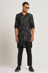 Buy_Son Of A Noble Snob_Black 100% Linen Printed Twig Gurung Kurta_at_Aza_Fashions