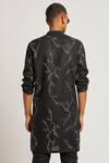 Shop_Son Of A Noble Snob_Black 100% Linen Printed Twig Gurung Kurta_at_Aza_Fashions