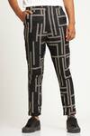 Son Of A Noble Snob Black 100% Linen Printed Maze Toco Trouser Online at Aza Fashions Son Of A Noble Snob_Black 100% Linen Printed Maze Toco Trouser_Online_at_Aza_Fashions