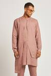 Buy_Son of A Noble Snob_Purple 100% Linen Plain Dumka Layered Kurta _at_Aza_Fashions