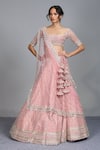 Buy_Anushree Reddy_Pink Net Organza Embroidered Lehenga Set_at_Aza_Fashions