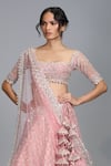 Shop_Anushree Reddy_Pink Net Organza Embroidered Lehenga Set_at_Aza_Fashions