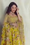 Buy_Prints by Radhika_Yellow Blouse Silk And Embroidery Floral Square Lehenga Set _Online_at_Aza_Fashions