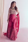 Shop_PUNIT BALANA_Pink Chanderi Silk Embroidery U Neck Kurta Sharara Set_at_Aza_Fashions