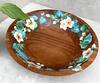 Buy_Floursha_Brown Acacia Wood Hand Paint Magnolia Fruit Bowl_at_Aza_Fashions