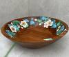 Shop_Floursha_Brown Acacia Wood Hand Paint Magnolia Fruit Bowl_at_Aza_Fashions
