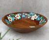 Floursha_Brown Acacia Wood Hand Paint Magnolia Fruit Bowl_Online_at_Aza_Fashions