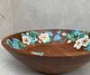Buy_Floursha_Brown Acacia Wood Hand Paint Magnolia Fruit Bowl_Online_at_Aza_Fashions