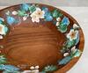 Shop_Floursha_Brown Acacia Wood Hand Paint Magnolia Fruit Bowl_Online_at_Aza_Fashions