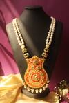Buy_Nayaab By Sonia_Red Jadau Reversible Pendant Necklace_at_Aza_Fashions