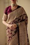 Buy_Mimamsaa_Purple Satin Silk Brocade Floral Maheema Saree _Online_at_Aza_Fashions