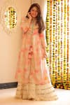 Buy_Gopi Vaid_Pink Jacket Silk Sharara Lurex Utsav Kurta With _at_Aza_Fashions