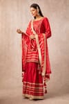 Ajiesh Oberoi_Red Chanderi Round Kurta Sharara Set _Online_at_Aza_Fashions