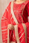 Shop_Ajiesh Oberoi_Red Chanderi Round Kurta Sharara Set _Online_at_Aza_Fashions