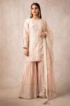 Buy_Ajiesh Oberoi_Pink Chanderi Round Kurta Sharara Set _at_Aza_Fashions