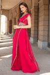 Buy_Ridhima Bhasin_Pink Organza Scoop Neck Pre-draped Saree With Blouse _Online_at_Aza_Fashions