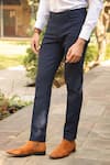 Shop_Raw & Rustic by Niti Bothra_Blue 100% Pure Supima Cotton With Natural Stretch Buttoned Hem Handcrafted Jeans 