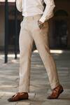 Buy_Raw & Rustic by Niti Bothra_Beige 40 Lea Solid Buttoned Hem Handcrafted Straight Pant 