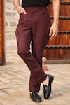 Raw & Rustic by Niti Bothra_Wine 100% Pure Supima Cotton With Natural Stretch Solid Breeches _at_Aza_Fashions