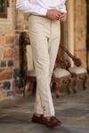 Buy_Raw & Rustic by Niti Bothra_Beige 100% Pure Supima Cotton With Natural Stretch Solid Handcrafted Jeans 