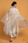 Shop_Maison Shefali_White Kota Doria, Pure , Soft Round Printed Anarkali Set _at_Aza_Fashions