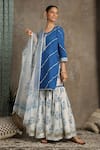 Buy_Maison Shefali_Blue Cotton Round Printed Kurta And Sharara Set _at_Aza_Fashions